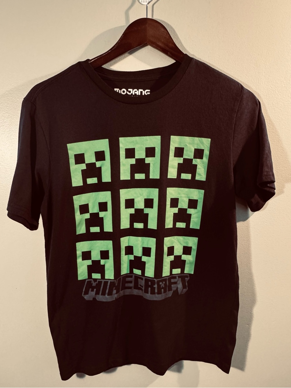 Minecraft Creeper Graphic T-Shirt Youth XL 14/16 Black Official Mojang Tee